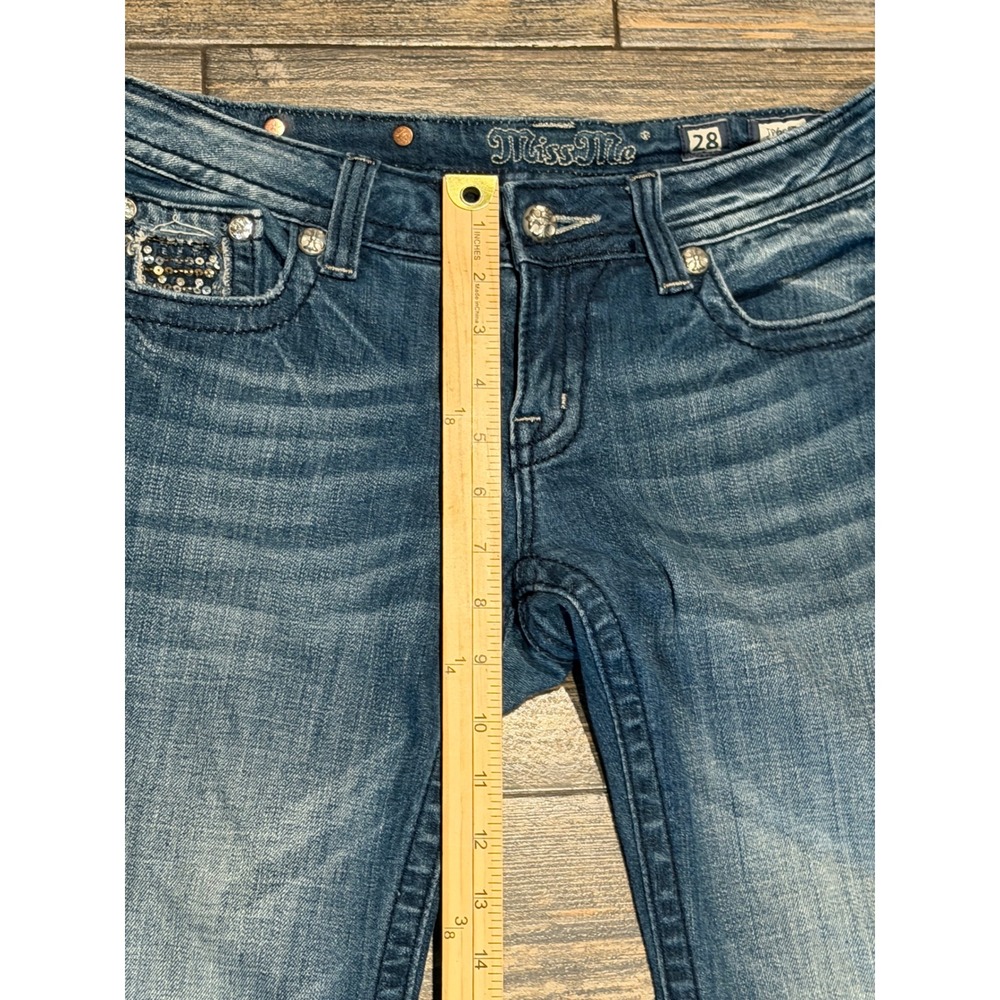 Miss Me Embellished Bling Bootcut Jeans Low Rise 28x34 (28x30) Western Y2K BKE - Picture 9 of 11